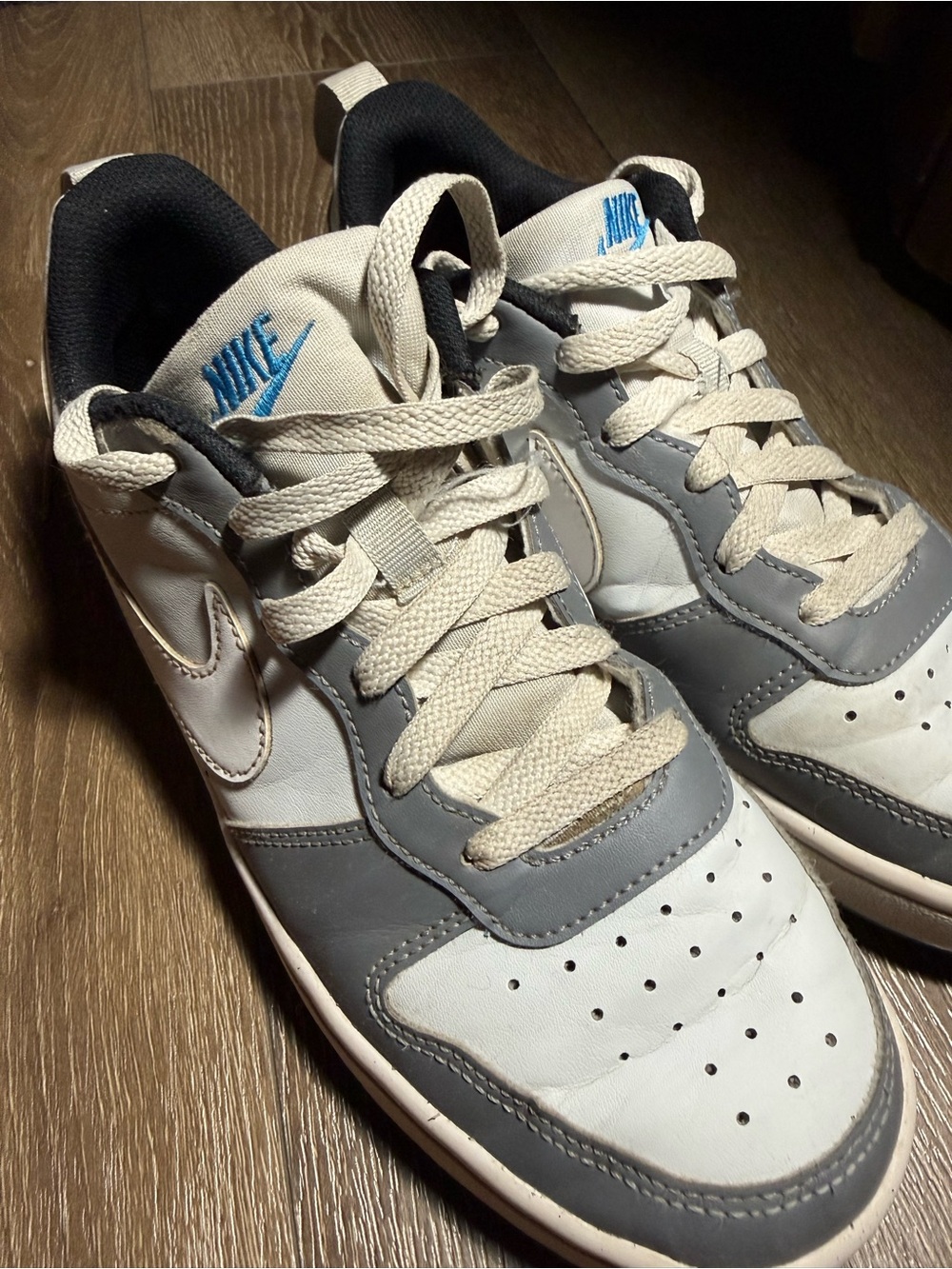 Nike  Low-Top Sneakers in White, Gray and Blue Accent